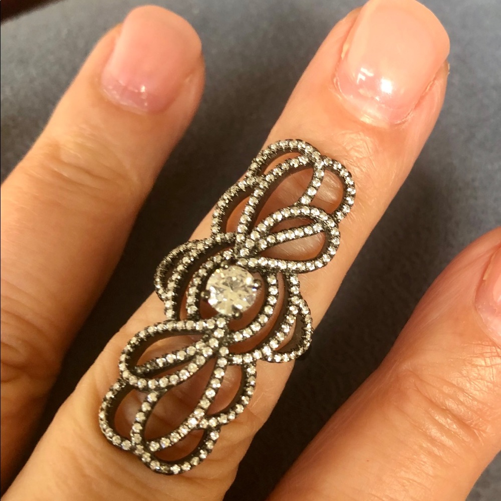 Sterling and CZ Statement Ring Sz 6.75